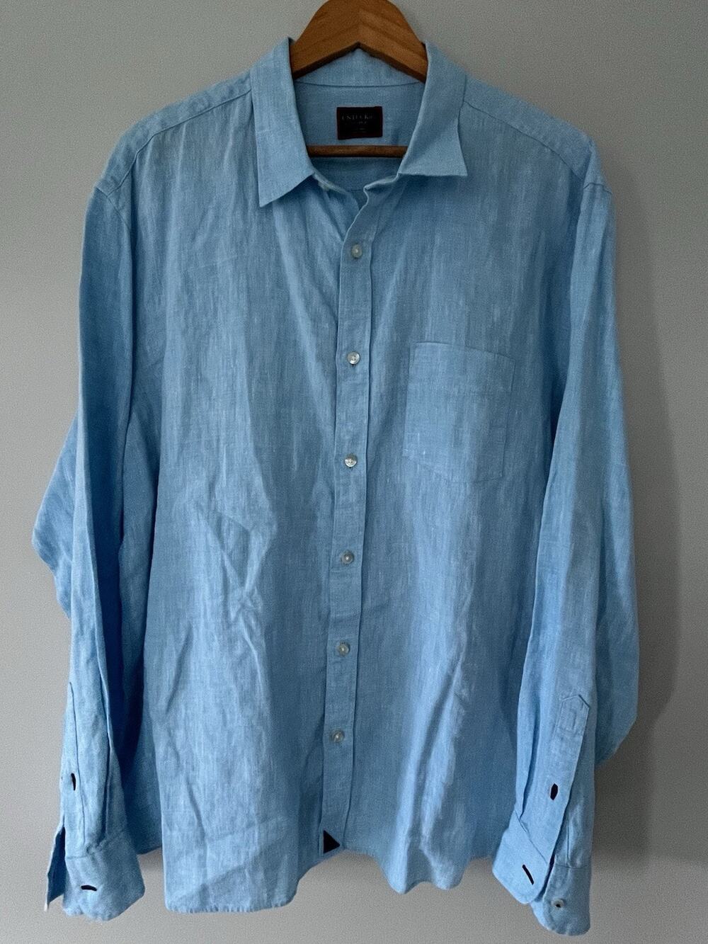 UNTUCKIT Baby Blue Linen Shirt — Men's XXL